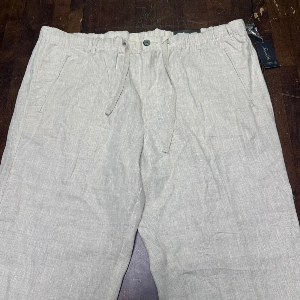 New Tasso Elba Island Linen Pants Mens XXL 42/32 Natural Drawstring 61511NATKH